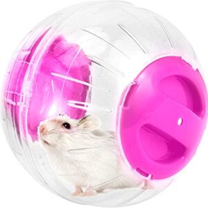 New Cute Hamster Running Ball 4.7 Inches Crystal Ball for Hamsters Small Silent Exercise Wheel Small Animals Cage Accessories Small Animal Pet Toys Ball Mouse Ball (Pink)