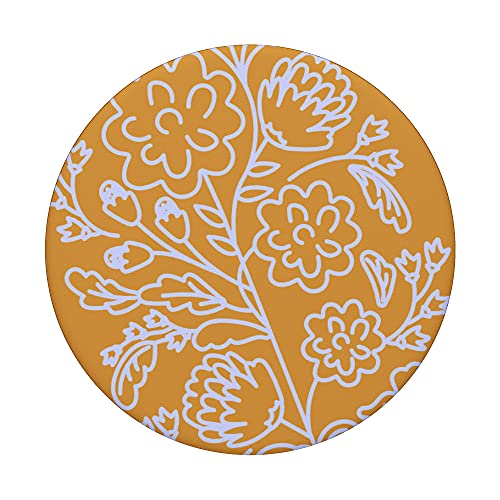 Orange Flower Pattern PopSockets Swappable PopGrip