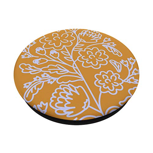 Orange Flower Pattern PopSockets Swappable PopGrip