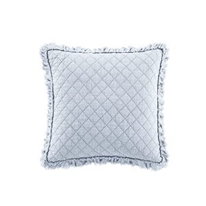 brielle home ravi stone washed solid diamond stitched quilted decorative throw pillow, 18"x18", light blue