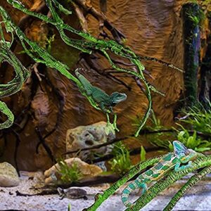 PINVNBY Reptile Vines Plants Bendable Jungle Climbing Vine Terrarium Plastic Plant Leaves Pet Habitat Decor for Bearded Dragons Lizards Geckos Snakes Hermit Crab Frogs and More Reptiles
