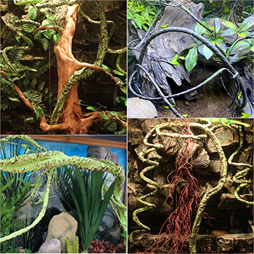 PINVNBY Reptile Vines Plants Bendable Jungle Climbing Vine Terrarium Plastic Plant Leaves Pet Habitat Decor for Bearded Dragons Lizards Geckos Snakes Hermit Crab Frogs and More Reptiles