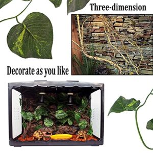 PINVNBY Reptile Vines Plants Bendable Jungle Climbing Vine Terrarium Plastic Plant Leaves Pet Habitat Decor for Bearded Dragons Lizards Geckos Snakes Hermit Crab Frogs and More Reptiles