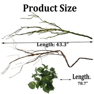 PINVNBY Reptile Vines Plants Bendable Jungle Climbing Vine Terrarium Plastic Plant Leaves Pet Habitat Decor for Bearded Dragons Lizards Geckos Snakes Hermit Crab Frogs and More Reptiles