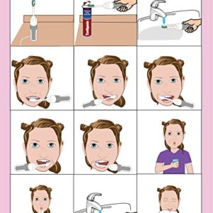 Girls Tooth Brushing HOM ABA/OT Approved Step-by-Step Laminated 9X12 ...