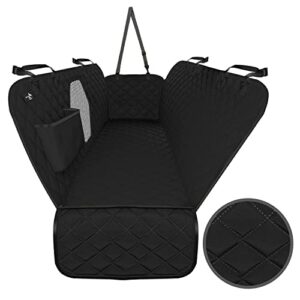 active pets back seat cover for dogs - standard dog hammock for car w/mesh window - non-slip, waterproof back seat protector for travel - black