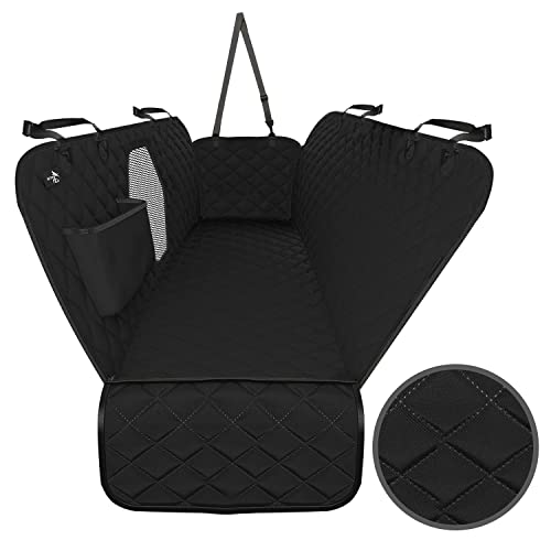 Active Pets Back Seat Cover for Dogs - Standard Dog Hammock for Car w/Mesh Window - Non-Slip, Waterproof Back Seat Protector for Travel - Black