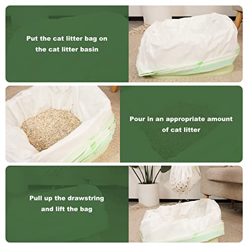 Tylulikaty Cat Litter Box Liners, 35 Count Cat Litter Bags Kitty Sifting Litter Liners Pet Cleaning Supplies with Durable Drawstring Contains 30 Screening Bags with Holes + 5 Non-porous Screening Bag (37" x 18")