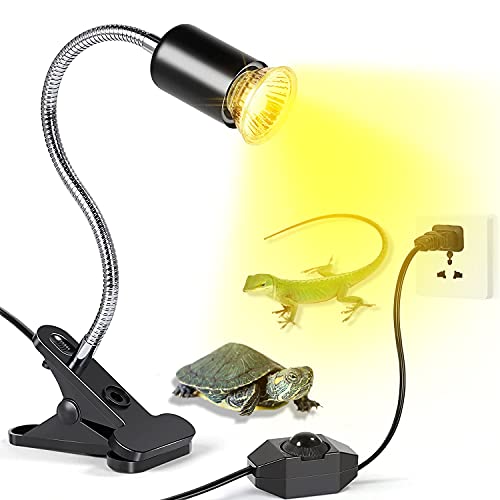 Tank Heat Light,Porcelain Reptile Heat Lamp,Turtle Basking Spot Lamp,Pet Habitat Clamp Clip On Heat Lamp, Aquarium UVA/UVB Light Lamp Holder with 86.6in Cable Dimmable Switch for Lizard Snake(No Bulb)