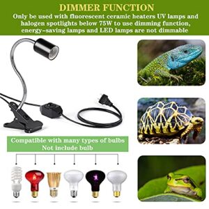 Tank Heat Light,Porcelain Reptile Heat Lamp,Turtle Basking Spot Lamp,Pet Habitat Clamp Clip On Heat Lamp, Aquarium UVA/UVB Light Lamp Holder with 86.6in Cable Dimmable Switch for Lizard Snake(No Bulb)