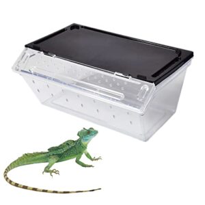 PINVNBY Reptile Feeding Box Transparent Snake Breeding Box Plastic Lizard Hatching Container Portable Gecko Habitat for Spiders Scorpions Frogs Tarantulas Turtles Hideout 9.4×4.1×3.9  