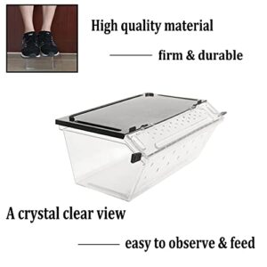 PINVNBY Reptile Feeding Box Transparent Snake Breeding Box Plastic Lizard Hatching Container Portable Gecko Habitat for Spiders Scorpions Frogs Tarantulas Turtles Hideout 9.4×4.1×3.9  