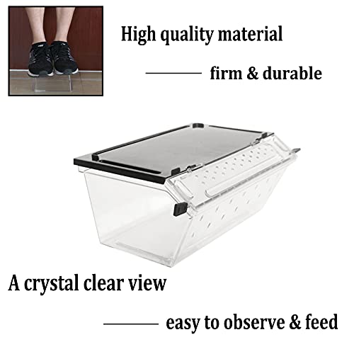 PINVNBY Reptile Feeding Box Transparent Snake Breeding Box Plastic Lizard Hatching Container Portable Gecko Habitat for Spiders Scorpions Frogs Tarantulas Turtles Hideout 9.4×4.1×3.9  