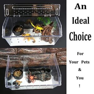 PINVNBY Reptile Feeding Box Transparent Snake Breeding Box Plastic Lizard Hatching Container Portable Gecko Habitat for Spiders Scorpions Frogs Tarantulas Turtles Hideout 9.4×4.1×3.9  