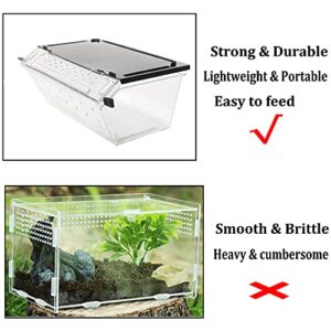 PINVNBY Reptile Feeding Box Transparent Snake Breeding Box Plastic Lizard Hatching Container Portable Gecko Habitat for Spiders Scorpions Frogs Tarantulas Turtles Hideout 9.4×4.1×3.9  