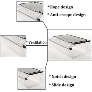 PINVNBY Reptile Feeding Box Transparent Snake Breeding Box Plastic Lizard Hatching Container Portable Gecko Habitat for Spiders Scorpions Frogs Tarantulas Turtles Hideout 9.4×4.1×3.9  