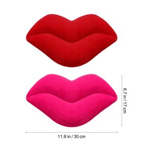 SOIMISS 2Pcs Red Lip Shape Throw Pillows 3D Lips Plush Toy Decorative Reversible Pillow Cushion for Bed Couch Office Living Room 30X17cm