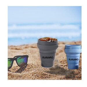 RANARO Silicone Collapsible Coffee Cups Sports Water Bottle Portable Leak Proof Water Bottle for Travel, Gym, Yoga 350ml-12OZ
