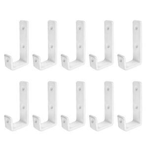 10 pack childproof wall mounted hook, steel utility j hook with pvc covering, towel coat rack hook for bathroom kitchen, garage storage hanging hook, max load 165lb (3¼ x 1½ x ⅞ inches, white)