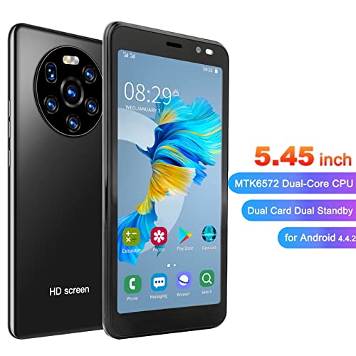 Dilwe LANDVO Mate40 pro 5.45in HD Smartphone Unlocked, Full Waterdrop Screen Phone, Unlocked Android Cell Phone, Dual Camera 2MP+5MP, 1GB+8GB, 2200mAh Battery(Black)