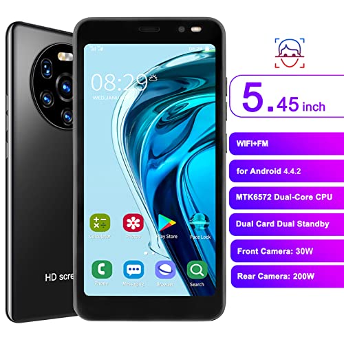 Dilwe LANDVO Mate40 pro 5.45in HD Smartphone Unlocked, Full Waterdrop Screen Phone, Unlocked Android Cell Phone, Dual Camera 2MP+5MP, 1GB+8GB, 2200mAh Battery(Black)