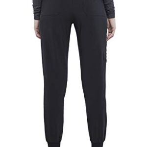 Iflex Jogger Scrubs for Women, Yoga-Inspired Knit Waistband Scrub Pants CK011, M, Black