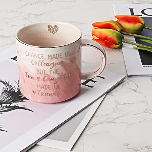 Birthday Gifts for Coworker Female Friends - Best Going Away Coworkers BFF Gift for Women - Work Bestie Friend Leaving Going Away Farewell Present - Chance Made Us Colleagues - Pink 11.5oz Coffee Cup