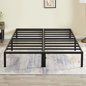 greenforest queen size bed frame easy quick assembly metal platform, heavy duty mattress foundation with steel slat, no box spring needed