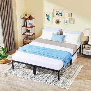 GreenForest Queen Size Bed Frame Easy Quick Assembly Metal Platform, Heavy Duty Mattress Foundation with Steel Slat, No Box Spring Needed