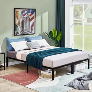 GreenForest Queen Size Bed Frame Easy Quick Assembly Metal Platform, Heavy Duty Mattress Foundation with Steel Slat, No Box Spring Needed