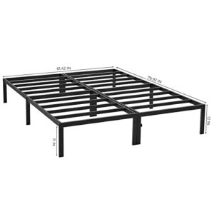 GreenForest Queen Size Bed Frame Easy Quick Assembly Metal Platform, Heavy Duty Mattress Foundation with Steel Slat, No Box Spring Needed