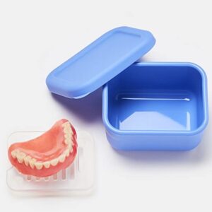 losand flexcase – denture baths that never leak – leakproof airtight lids denture cup – non toxic food grade platinum silicone retainers case – assorted colors – (blue)