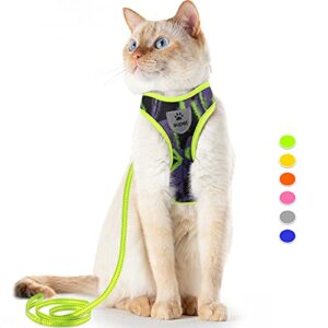 supet cat harness and leash escape proof, adjustable breathable cat vest harness with reflective trim, cat leash and harness set for large small cats kittens puppies