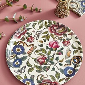 Spode Creatures of Curiosity Collection Round Birch Serving Tray, White Floral Motif, Round, 12-Inch, Platter for Entertaining, Food and Dishwasher Safe