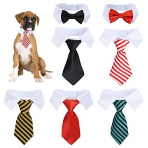 7 Striped Tie, Velcro Tie, Adjustable Pet Bow Ties ，Formal Classy Tuxedo Bow Ties，Multiple Colors to Choose Suitable for Pet Birthday, Party, Wedding, ，Surprise for Kittens and Puppies