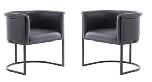 manhattan comfort bali mid century modern upholstered dining armchair, set of 2, black