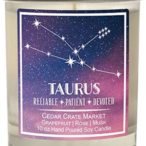 Taurus Astrology Candle - Best Friends, Friendship Gifts for Women,  Men, Zodiac Birthday Gift for Taurus Friends Female, Taurus Lovers, Horoscope Candle, Taurus Constellation