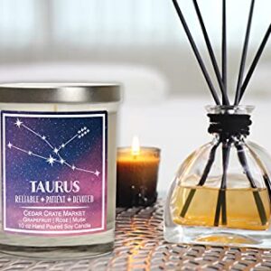 Taurus Astrology Candle - Best Friends, Friendship Gifts for Women,  Men, Zodiac Birthday Gift for Taurus Friends Female, Taurus Lovers, Horoscope Candle, Taurus Constellation