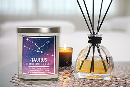 Taurus Astrology Candle - Best Friends, Friendship Gifts for Women,  Men, Zodiac Birthday Gift for Taurus Friends Female, Taurus Lovers, Horoscope Candle, Taurus Constellation