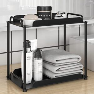 jniheep bathroom organizer countertop,2-tier standing rack storage shelf for kitchen,bathroom,desktop cosmetics black