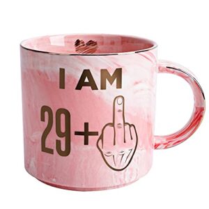 30th birthday gifts for women - funny turning 30 year old birthday gift ideas for wife, mom, daughter, sister, aunt, best friends, bff, coworkers - fabulous pink marble mug, ceramic 11.5oz coffee cup