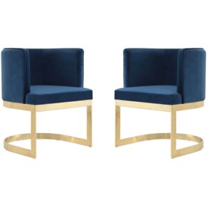 manhattan comfort aura mid century modern velvet dining chair, set of 2, royal blue
