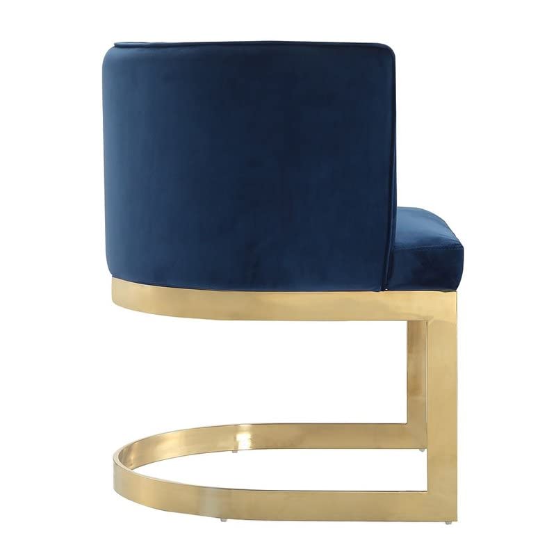 Manhattan Comfort Aura Mid Century Modern Velvet Dining Chair, Set of 2, Royal Blue