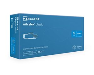 nitrylex nitrile medical exam gloves, powder-free, latex-free, textured, blue, medium, 100, (pp6001)
