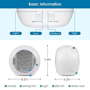 AUBNICO Portable Air Conditioner, Rechargeable Evaporative Air Conditioner with Low Noise 3 Speeds 6 Colors LED Light, Multifunctional Air Cooler with Handle for Home, Office and Room, 1, Blue