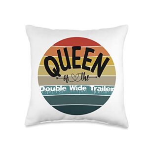 queen of graphics and decor co. queen of the double wide trailer throw pillow, 16x16, multicolor