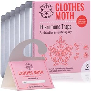 clothing moth traps 6 pack with pheromones prime, clothes moth trap with lure for closets & carpet, moth treatment & prevention
