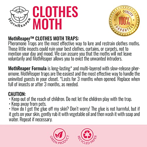 Clothing Moth Traps 6 Pack with Pheromones Prime, Clothes Moth Trap with Lure for Closets & Carpet, Moth Treatment & Prevention