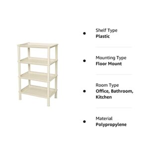 Ranmok 4-Tier Plastic Storage Rack for Kitchen,Laundry Room,Bathroom Rectangle Khaki