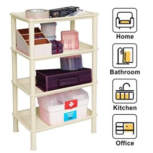 Ranmok 4-Tier Plastic Storage Rack for Kitchen,Laundry Room,Bathroom Rectangle Khaki